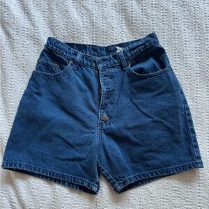 Blue High-Waisted Jean Shorts with Relaxed Fit